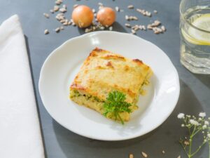 Torta de couve flor com brocolis queijo gruyere